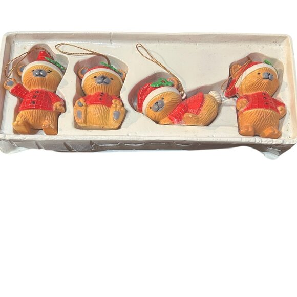 Vintage Class Trim Teddy Bear Ornaments 70s 80s NOS Set of 4 Christmas Nostalgia - Picture 3 of 8